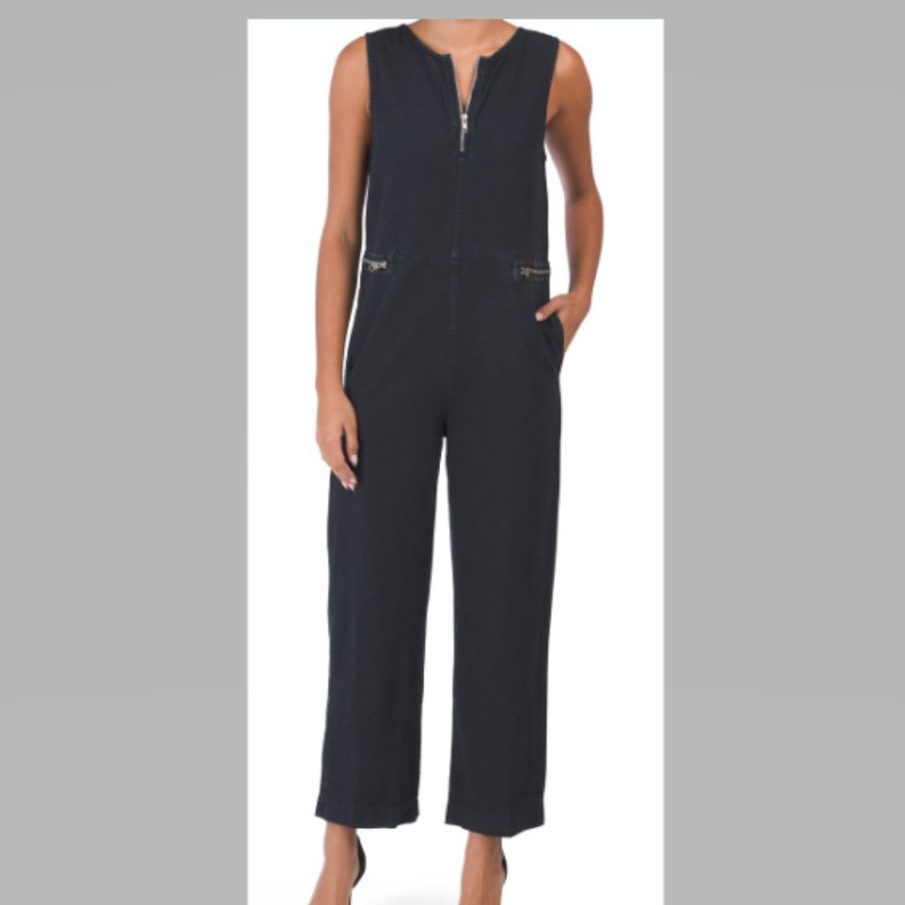 Neuw Australia Denim Crop Utility Jumpsuit Zip Black NWT